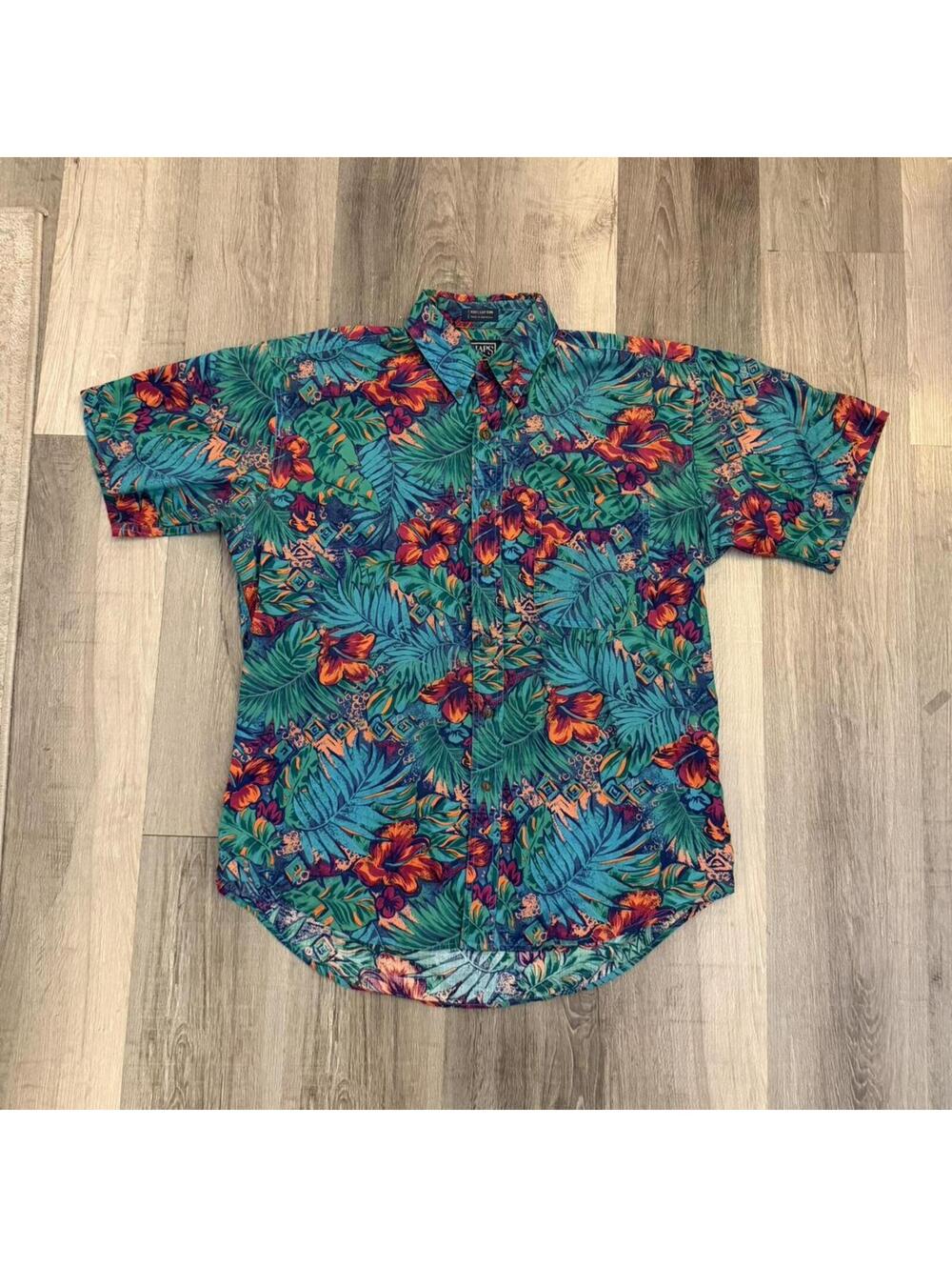 Vintage Chaps Ralph Lauren Hawaiian tropical cotton button-up shirt size Large